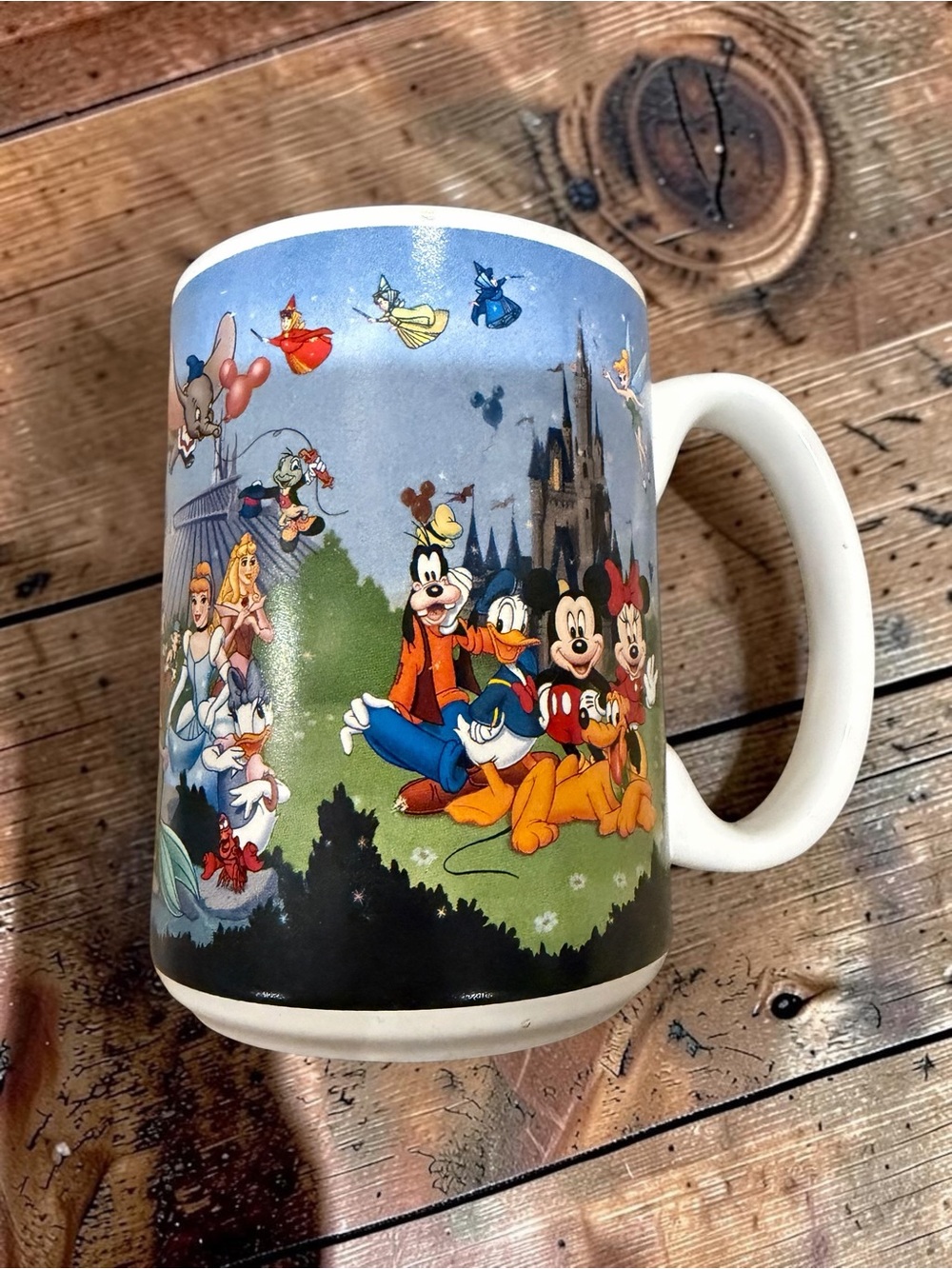 Vintage Disney Characters Mug Snow White Peter Pan Alice Wonderland Dopey retro - Picture 3 of 4